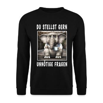 Du stellst gern unnötige Fragen - Unisex Pullover - Schwarz - Vorne - Alina (178cm) & Michal (187cm)