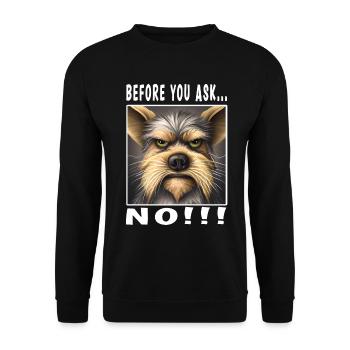 Before you ask no - Unisex Pullover - Schwarz - Vorne - Alina (178cm) & Michal (187cm)