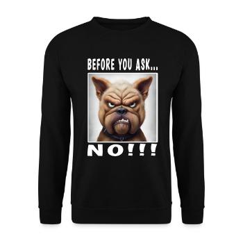 Before you ask no - Unisex Pullover - Schwarz - Vorne - Alina (178cm) & Michal (187cm)