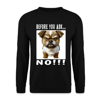 Before you ask no - Unisex Pullover - Schwarz - Vorne - Alina (178cm) & Michal (187cm)