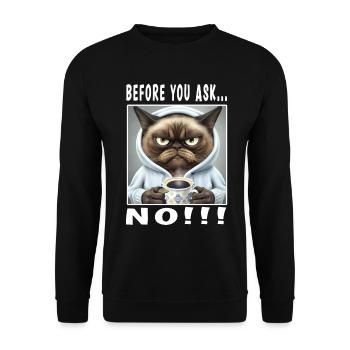 Before you ask no - Unisex Pullover - Schwarz - Vorne - Alina (178cm) & Michal (187cm)