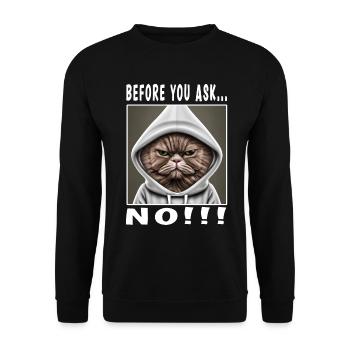 Before you ask no - Unisex Pullover - Schwarz - Vorne - Alina (178cm) & Michal (187cm)