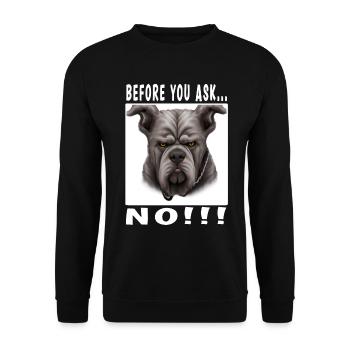 Before you ask no - Unisex Pullover - Schwarz - Vorne - Alina (178cm) & Michal (187cm)