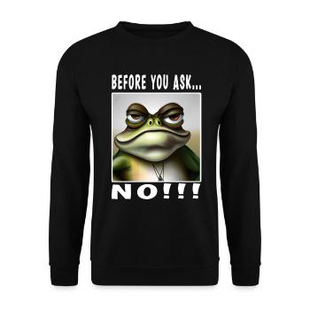 Before you ask no - Unisex Pullover - Schwarz - Vorne - Alina (178cm) & Michal (187cm)