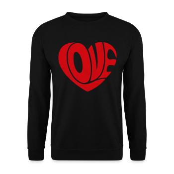 Red Love Heart - Unisex Sweatshirt - black - Front - Alina (178cm) & Michal (187cm)