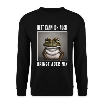 Nett Kann Ich Auch Bringt Aber Nix - Unisex Pullover - Schwarz - Vorne - Alina (178cm) & Michal (187cm)