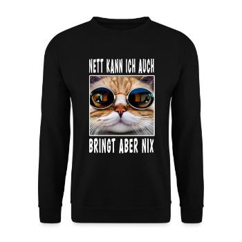 Nett Kann Ich Auch Bringt Aber Nix - Unisex Pullover - Schwarz - Vorne - Alina (178cm) & Michal (187cm)
