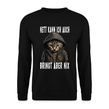 Nett Kann Ich Auch Bringt Aber Nix - Unisex Pullover - Schwarz - Vorne - Alina (178cm) & Michal (187cm)