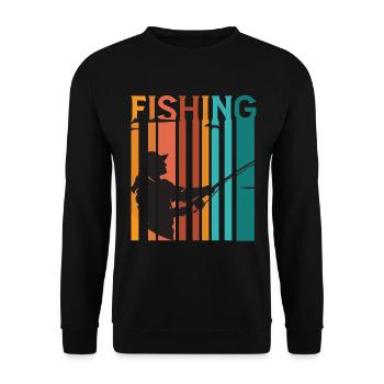 Vintage Angler Retro Angeln Fischer Angel - Unisex Pullover - Schwarz - Vorne - Alina (178cm) & Michal (187cm)