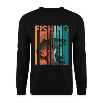 Vintage Angler Retro Angeln Fischer Angel - Unisex Pullover - Schwarz - Vorne - Alina (178cm) & Michal (187cm)