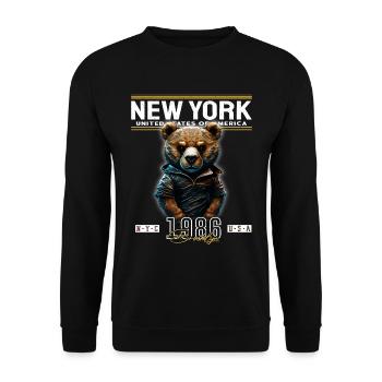 New York - Unisex Pullover - Schwarz - Vorne - Alina (178cm) & Michal (187cm)