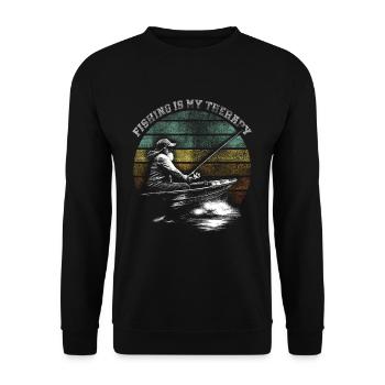 Fishing is my therapie - Unisex Sweatshirt - black - Front - Alina (178cm) & Michal (187cm)