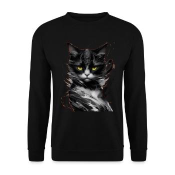 Katze Haustier - Unisex Pullover - Schwarz - Vorne - Alina (178cm) & Michal (187cm)