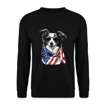Patriotic Border Collie Drapeau américain - Sweat-shirt Unisexe - noir - Devant - Alina (178cm) & Michal (187cm)