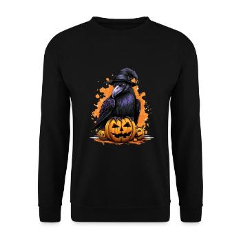 Halloween Pumpkin Raven - Unisex Sweatshirt - black - Front - Alina (178cm) & Michal (187cm)