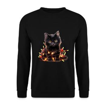 Lumières de Noël Cat Noël - Sweat-shirt Unisexe - noir - Devant - Alina (178cm) & Michal (187cm)