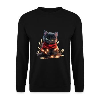 Lumières de Noël Cat Noël - Sweat-shirt Unisexe - noir - Devant - Alina (178cm) & Michal (187cm)