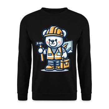 Cute Bear Construction Worker - Unisex Pullover - Schwarz - Vorne - Alina (178cm) & Michal (187cm)