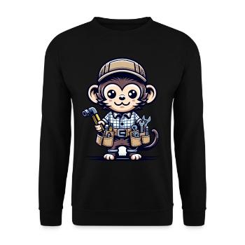 Cute Monkey Craftsman - Unisex Sweatshirt - black - Front - Alina (178cm) & Michal (187cm)