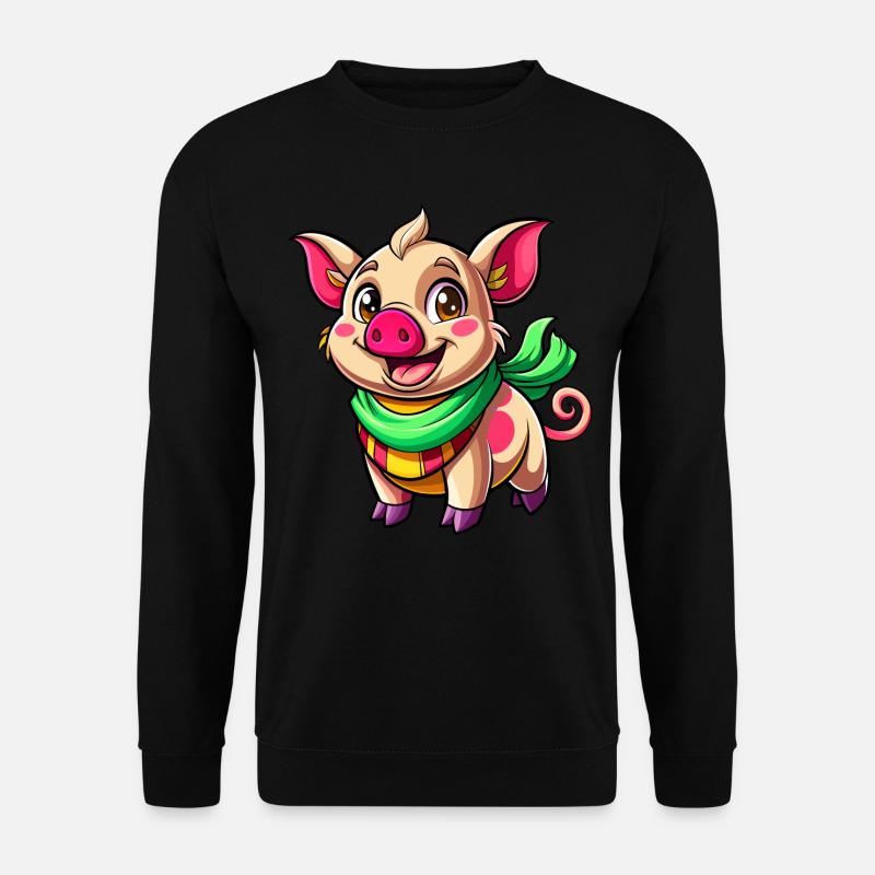 Fröhliches Schweinchen - Unisex Pullover - Schwarz