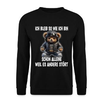 Sarkasmus Bär lustiger Spruch Geschenk - Unisex Pullover - Schwarz - Vorne - Alina (178cm) & Michal (187cm)
