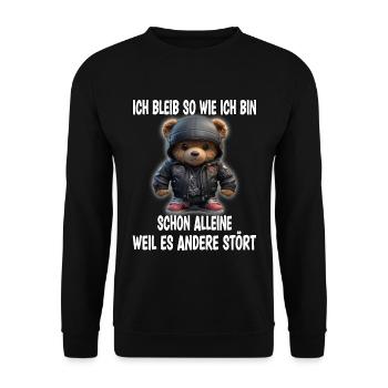 Cooler Bär mit Spruch Sarkastisch Geschenk - Unisex Pullover - Schwarz - Vorne - Alina (178cm) & Michal (187cm)