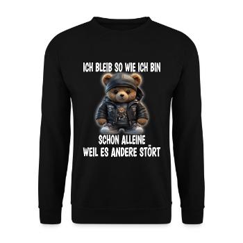 Sarkasmus Bär lustiger Spruch Geschenk - Unisex Pullover - Schwarz - Vorne - Alina (178cm) & Michal (187cm)
