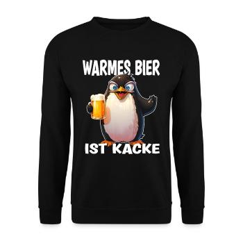 La bière chaude est caca drôle de pingouin - Sweat-shirt Unisexe - noir - Devant - Alina (178cm) & Michal (187cm)