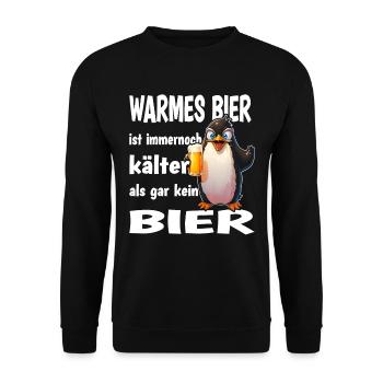 Warmes Bier Ist Immernoch Kälter Als Gar Kein Bier - Unisex Pullover - Schwarz - Vorne - Alina (178cm) & Michal (187cm)