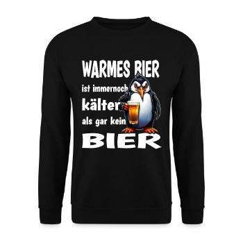 Warmes Bier Ist Immernoch Kälter Als Gar Kein Bier - Unisex Pullover - Schwarz - Vorne - Alina (178cm) & Michal (187cm)