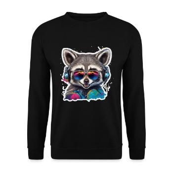 Raccoon With Headphones Graffiti Art - Unisex Sweatshirt - black - Front - Alina (178cm) & Michal (187cm)