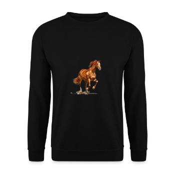 Laufendes Pferd in Bewegung - Unisex Pullover - Schwarz - Vorne - Alina (178cm) & Michal (187cm)
