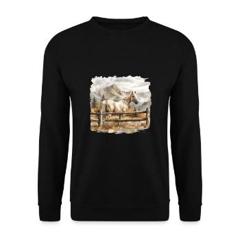 Horse In The Mountain Landscape - Unisex Sweatshirt - black - Front - Alina (178cm) & Michal (187cm)