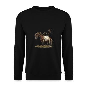 Horse and birds in nature - Unisex Sweatshirt - black - Front - Alina (178cm) & Michal (187cm)