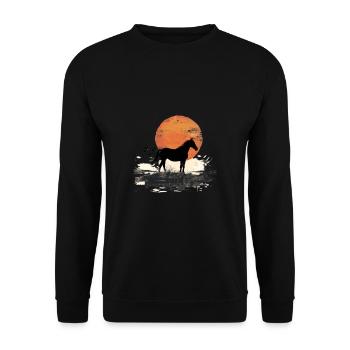 Pferd Silhouette Vor Sonnenuntergang - Unisex Pullover - Schwarz - Vorne - Alina (178cm) & Michal (187cm)