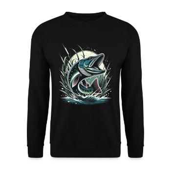 Lifelike Pike Fishing Adventure - Unisex Sweatshirt - black - Front - Alina (178cm) & Michal (187cm)