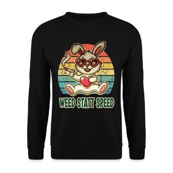 Weed instead of speed funny bunny with heart - Unisex Sweatshirt - black - Front - Alina (178cm) & Michal (187cm)
