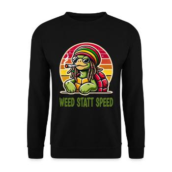 De l’herbe au lieu de la vitesse Cool Turtle - Sweat-shirt Unisexe - noir - Devant - Alina (178cm) & Michal (187cm)