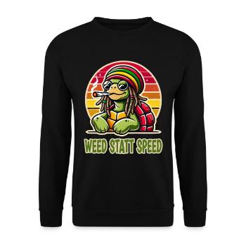 Weed Au lieu De La Vitesse Drôle De Tortue - Sweat-shirt Unisexe - noir - Devant - Alina (178cm) & Michal (187cm)