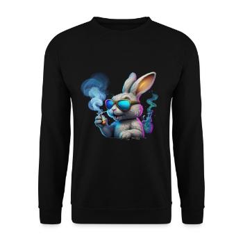 Lapin Cool Avec Des Lunettes De Soleil Et De La Fumée - Sweat-shirt Unisexe - noir - Devant - Alina (178cm) & Michal (187cm)