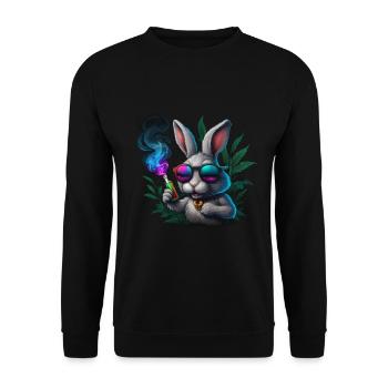 Lapin cool avec lunettes de soleil et fumée - Sweat-shirt Unisexe - noir - Devant - Alina (178cm) & Michal (187cm)