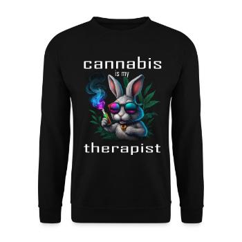 Cannabis Ist Mein Therapeut - Unisex Pullover - Schwarz - Vorne - Alina (178cm) & Michal (187cm)