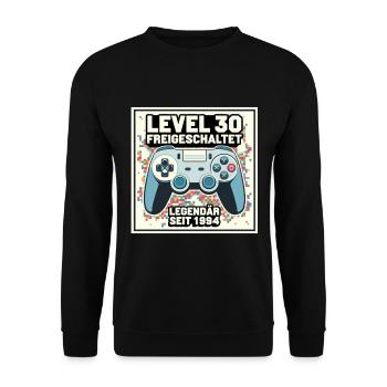 Niveau 30 Débloqué Légendaire depuis 1994 - Sweat-shirt Unisexe - noir - Devant - Alina (178cm) & Michal (187cm)