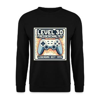 Level 30 Freigeschaltet Legendär Seit 1995 - Unisex Pullover - Schwarz - Vorne - Alina (178cm) & Michal (187cm)