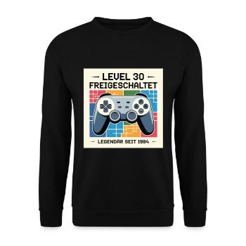 Niveau 30 Débloqué Légendaire depuis 1994 - Sweat-shirt Unisexe - noir - Devant - Alina (178cm) & Michal (187cm)
