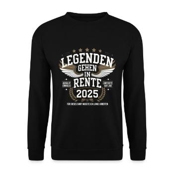 Legenden Gehen In Rente 2025 - Unisex Pullover - Schwarz - Vorne - Alina (178cm) & Michal (187cm)