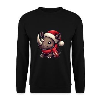 Cute rhinoceros with Christmas hat and - Unisex Sweatshirt - black - Front - Alina (178cm) & Michal (187cm)