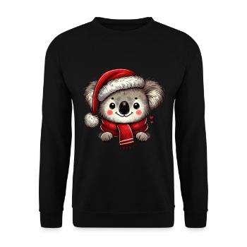 Cuddly Christmas koala with red scarf and - Unisex Sweatshirt - black - Front - Alina (178cm) & Michal (187cm)