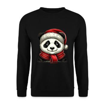 Panda de Noël avec chapeau rouge et écharpe - Sweat-shirt Unisexe - noir - Devant - Alina (178cm) & Michal (187cm)
