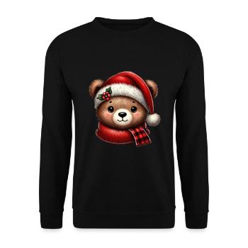 Mignon ours de Noël avec écharpe et chapeau de Noël - Sweat-shirt Unisexe - noir - Devant - Alina (178cm) & Michal (187cm)